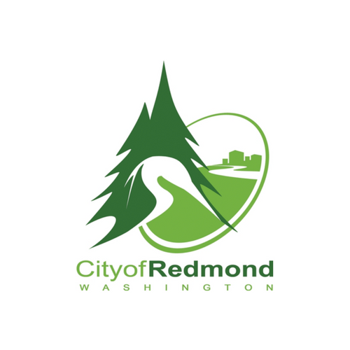 A green and white logo of the city of redmond.
