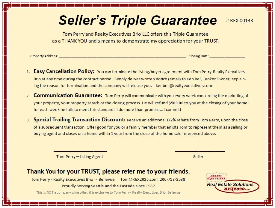 A triple guarantee form for a home
