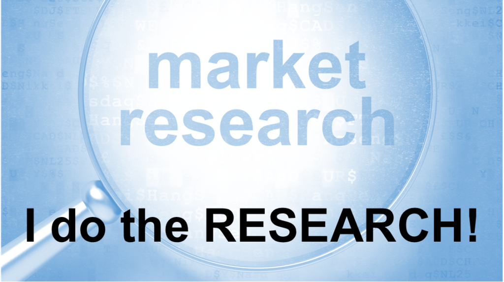 A blue background with the words market research in front of it.
